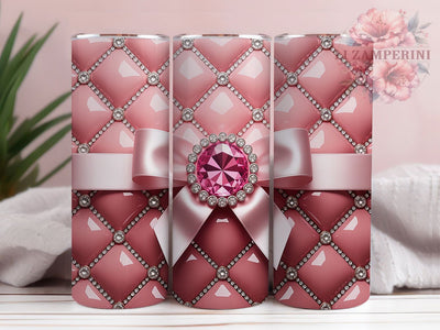 Pink Diamond Glam Tumbler, Diamond Bow, Sparkle Theme, Elegant Style, Luxury Design, 20Oz Tumbler, Sublimation Wrap Sublimation Li Zamperini 