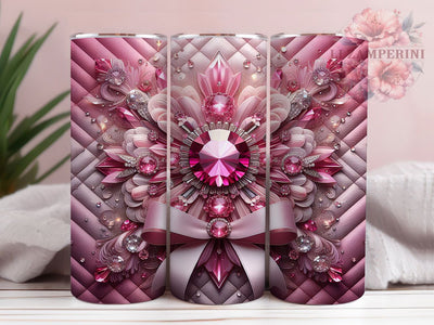Pink Diamond Glam Tumbler, Diamond Bow, Sparkle Theme, Elegant Style, Luxury Design, 20Oz Tumbler, Sublimation Wrap Sublimation Li Zamperini 
