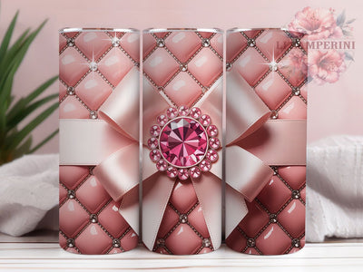 Pink Diamond Glam Tumbler, Diamond Bow, Sparkle Theme, Elegant Style, Luxury Design, 20Oz Tumbler, Sublimation Wrap Sublimation Li Zamperini 