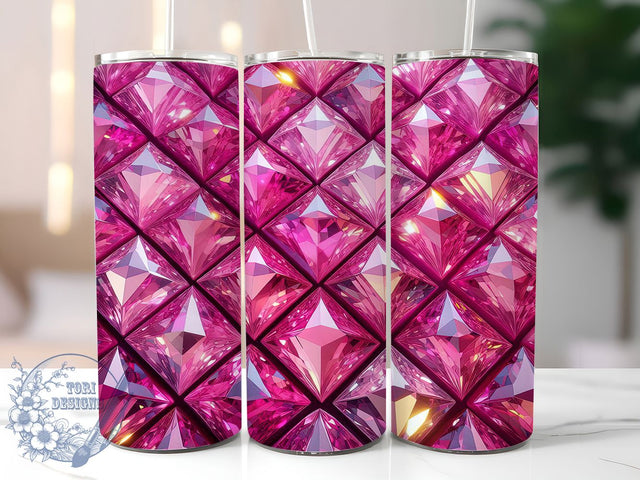 Pink Diamond Seamless 20oz Elegant Tumbler, Pink Diamond Tumbler, Seamless Pattern Wrap, 20oz Sublimation Design, Elegant Drinkware, Pink Tumblers, Unique Tumbler Design, Fashionable Tumbler Sublimation ToriDesigns 