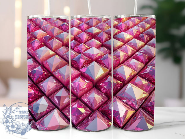 Pink Diamond Seamless 20oz Elegant Tumbler, Pink Diamond Tumbler, Seamless Pattern Wrap, 20oz Sublimation Design, Elegant Drinkware, Pink Tumblers, Unique Tumbler Design, Fashionable Tumbler Sublimation ToriDesigns 