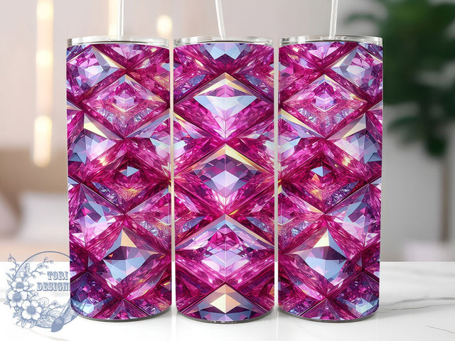 Pink Diamond Seamless 20oz Elegant Tumbler, Pink Diamond Tumbler, Seamless Pattern Wrap, 20oz Sublimation Design, Elegant Drinkware, Pink Tumblers, Unique Tumbler Design, Fashionable Tumbler Sublimation ToriDesigns 