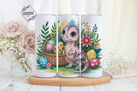 Pink Dino Easter Eggs Tumbler Wrap PNG Sublimation sassyprint 