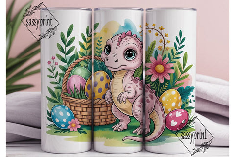 Pink Dino Easter Eggs Tumbler Wrap PNG Sublimation sassyprint 
