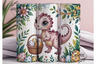 Pink Dino Easter Eggs Tumbler Wrap PNG Sublimation sassyprint 