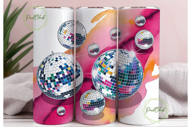 Pink Disco Ball 20oz Tumbler Wrap Sublimation PixelChick 
