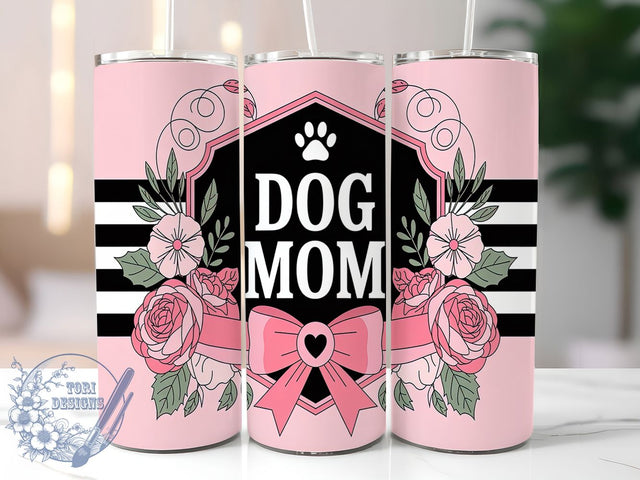 Pink Dog Mom 20oz Tumbler, Pink Dog Tumbler, 20oz Tumbler Wrap, Dog Lover Gift, Pet Mom Sublimation, Sublimation Tumbler Design, Cute Dog Cup Sublimation ToriDesigns 