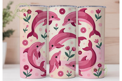 Pink Dolphin Tumbler Wrap Sublimation PixelChick 