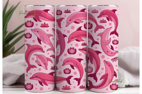 Pink Dolphin Tumbler Wrap Sublimation PixelChick 