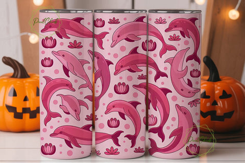Pink Dolphin Tumbler Wrap Sublimation PixelChick 