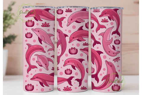 Pink Dolphin Tumbler Wrap Sublimation PixelChick 