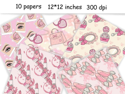 Pink Dreams PATTERN Coffee Fashion Illustration Sticker JPEG Digital Pattern GlamArtZhanna 