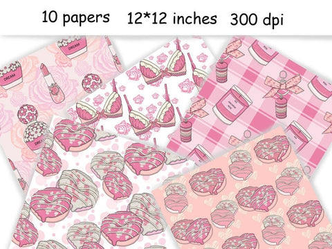 Pink Dreams PATTERN Coffee Fashion Illustration Sticker JPEG Digital Pattern GlamArtZhanna 