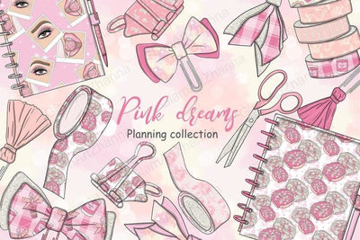 Pink Dreams PLANNING COLLECTION Fashion Illustration - PNG SVG GlamArtZhanna 