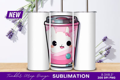 Pink drink with bunny tumbler png Sublimation Regulrcrative 