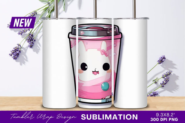Pink drink with bunny tumbler png Sublimation Regulrcrative 
