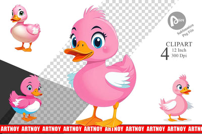 Pink Duck Valentine Clipart Sublimation artnoy 