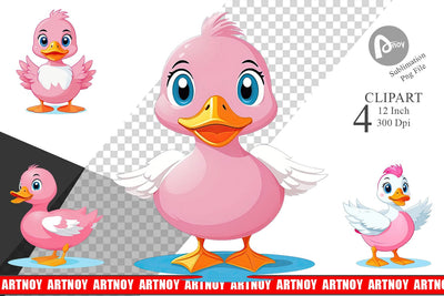 Pink Duck Valentine Clipart Sublimation artnoy 