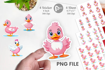 Pink Duck Valentine Sticker Sublimation artnoy 