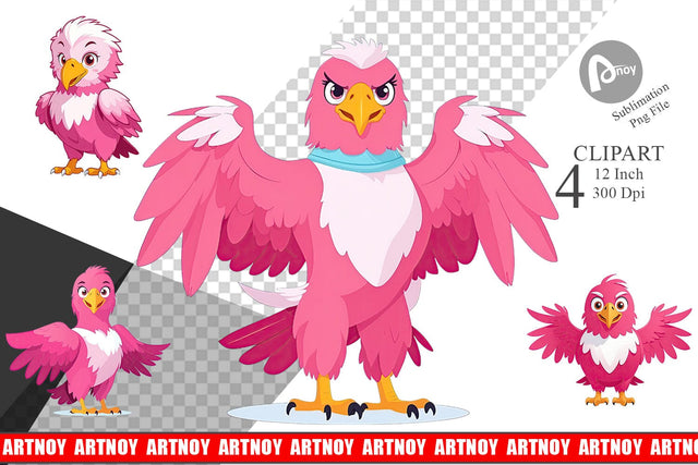 Pink Eagle Valentine Clipart Sublimation artnoy 