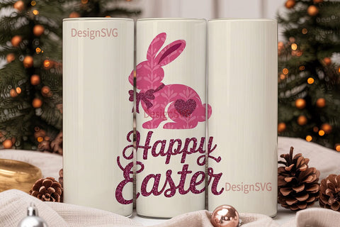 Pink Easter Bunny 20oz Tumbler Wrap Sublimation DesignSVG 