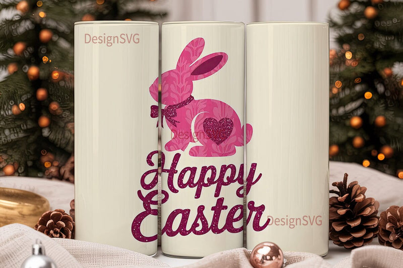 Pink Easter Bunny 20oz Tumbler Wrap Sublimation DesignSVG 