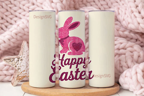 Pink Easter Bunny 20oz Tumbler Wrap Sublimation DesignSVG 