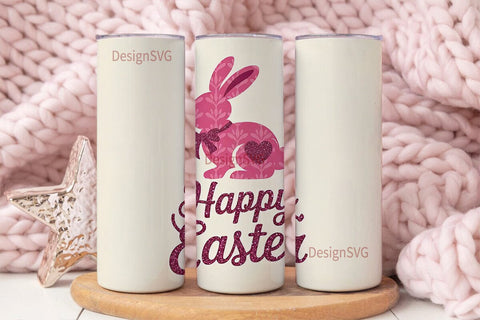 Pink Easter Bunny 20oz Tumbler Wrap Sublimation DesignSVG 