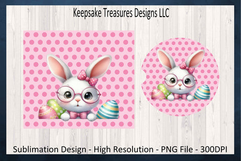 Pink Easter Peeking Bunny 20oz Straight Tumbler Wrap And Car Coaster Template, Sublimation PNG, Spring Tumbler Wrap Template, Digital Download Sublimation Keepsake Treasures Designs LLC. 