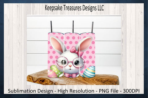 Pink Easter Peeking Bunny 20oz Straight Tumbler Wrap And Car Coaster Template, Sublimation PNG, Spring Tumbler Wrap Template, Digital Download Sublimation Keepsake Treasures Designs LLC. 