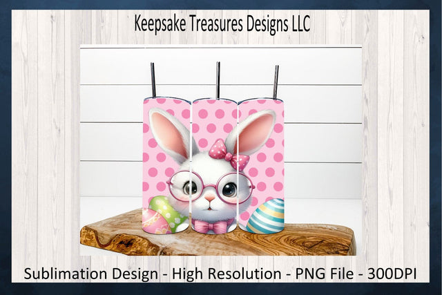 Pink Easter Peeking Bunny 20oz Straight Tumbler Wrap And Car Coaster Template, Sublimation PNG, Spring Tumbler Wrap Template, Digital Download Sublimation Keepsake Treasures Designs LLC. 