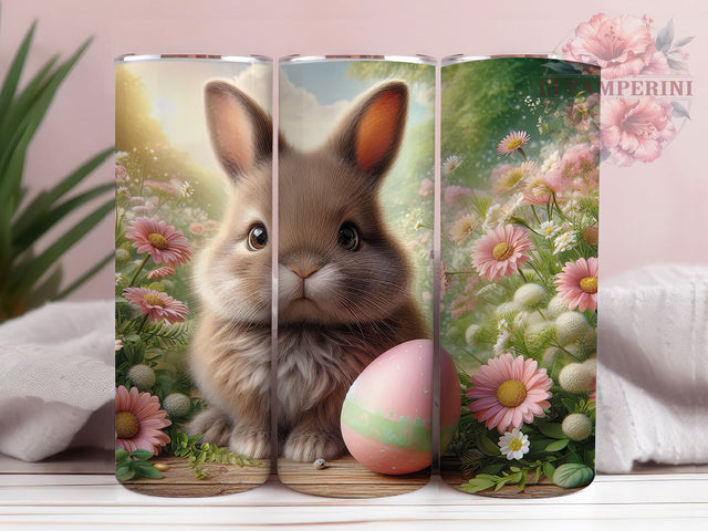 Pink Egg Floral Easter Bunny Tumbler, Spring Rabbit Tumbler, Pink Egg Bunny Wrap, Whimsical Bunny Wrap, Festive Easter Wrap, Sublimation Design, Trendy Gift Idea Sublimation Li Zamperini 