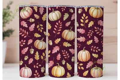 Pink Fall Foliage 20oz Tumbler Wrap Sublimation PixelChick 