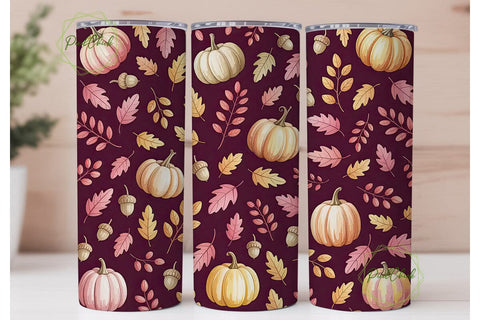 Pink Fall Foliage 20oz Tumbler Wrap Sublimation PixelChick 