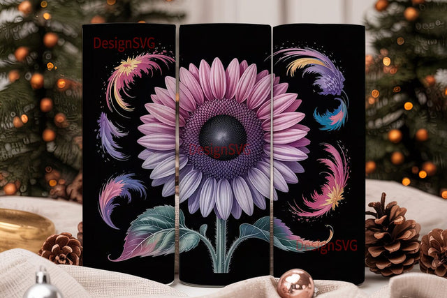 Pink Fantasy Sunflower 20oz Tumbler Wrap Sublimation DesignSVG 