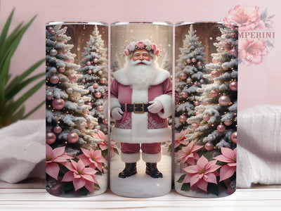 Pink Festive Santa Christmas Tumbler, Festive Santa Wrap, Holiday Santa Sublimation, Cute Christmas Cup, 20Oz Skinny Tumbler Wrap, Whimsical Santa Mug, Merry Holiday Design Sublimation Li Zamperini 