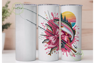 Pink Fishing Tumbler Wrap 20oz Sublimation PixelChick 