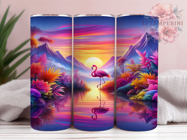 Pink Flamengo 20oz Tumbler Wrap PNG, Flamingo Tumbler Png, Straight & Tapered Tumbler Wrap, Instant Digital Download Sublimation Li Zamperini 