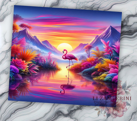 Pink Flamengo 20oz Tumbler Wrap PNG, Flamingo Tumbler Png, Straight & Tapered Tumbler Wrap, Instant Digital Download Sublimation Li Zamperini 