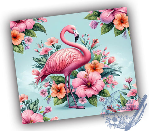 Pink Flamingo 20oz Skinny Tumbler, Flamingo Bird Tumbler Png, Straight & Tapered Tumbler Wrap, Instant Digital Download Sublimation ToriDesigns 