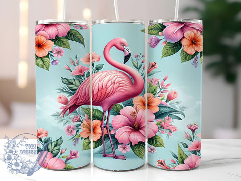 Pink Flamingo 20oz Skinny Tumbler, Flamingo Bird Tumbler Png, Straight & Tapered Tumbler Wrap, Instant Digital Download Sublimation ToriDesigns 