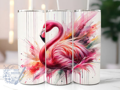 Pink Flamingo 20oz Skinny Tumbler, Flamingo Tumbler Png, Straight & Tapered Tumbler Wrap, Instant Digital Download Sublimation ToriDesigns 