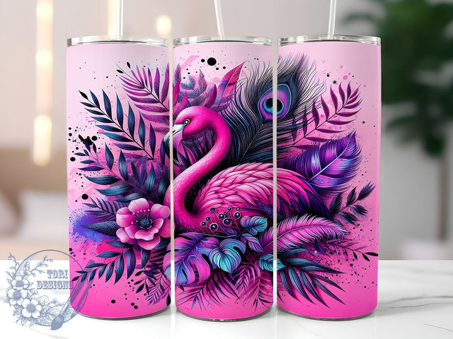 Pink Flamingo 20oz Skinny Tumbler, Flamingo Tumbler Png, Straight & Tapered Tumbler Wrap, Instant Digital Download Sublimation ToriDesigns 