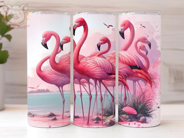 Pink Flamingo 20oz Skinny Tumbler Wrap, Flamingo PNG Downloads, 20oz Tumbler Png, Sublimation Design, Digital, Digital Download PNG Sublimation Lara' s Designs 