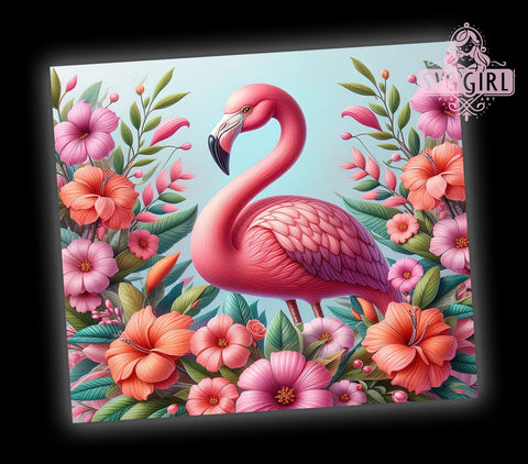 Pink Flamingo 20oz Tumbler Wrap Sublimation Design, Straight Tapered Tumbler Wrap, Cute Flamingo Tumbler Png, Instant Digital Download Sublimation SvggirlplusArt 