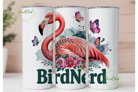 Pink Flamingo Bird Nerd 20oz Tumbler Sublimation PixelChick 
