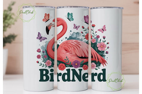 Pink Flamingo Bird Nerd 20oz Tumbler Sublimation PixelChick 