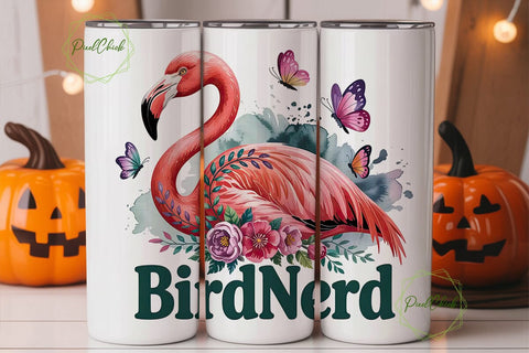 Pink Flamingo Bird Nerd 20oz Tumbler Sublimation PixelChick 