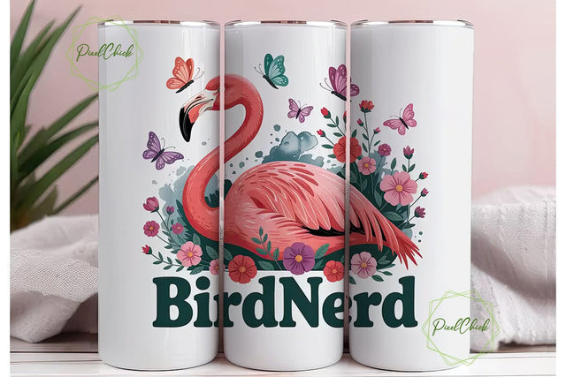 Pink Flamingo Bird Nerd 20oz Tumbler Sublimation PixelChick 
