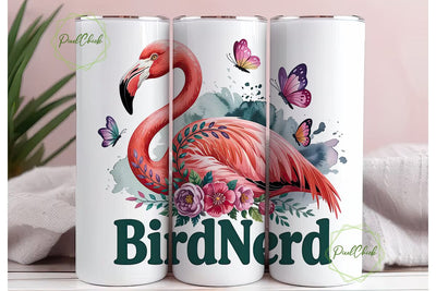 Pink Flamingo Bird Nerd 20oz Tumbler Sublimation PixelChick 